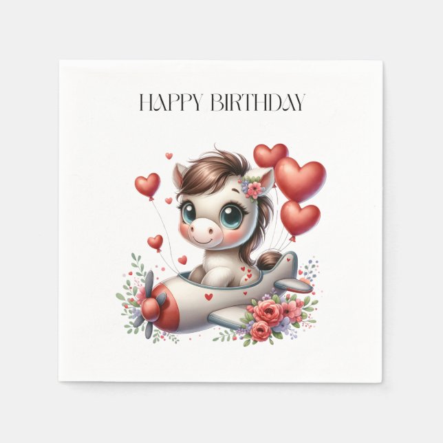 Pony Pilot Birthday Napkin (Front)