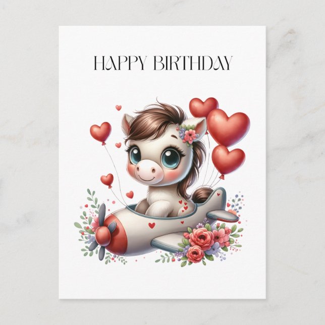 Pony Pilot Birthday Postcard (Front)