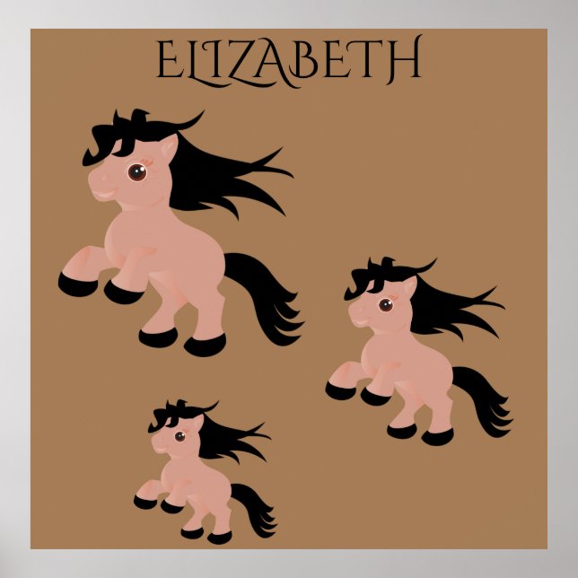 Pony poster with personalized name. (Front)