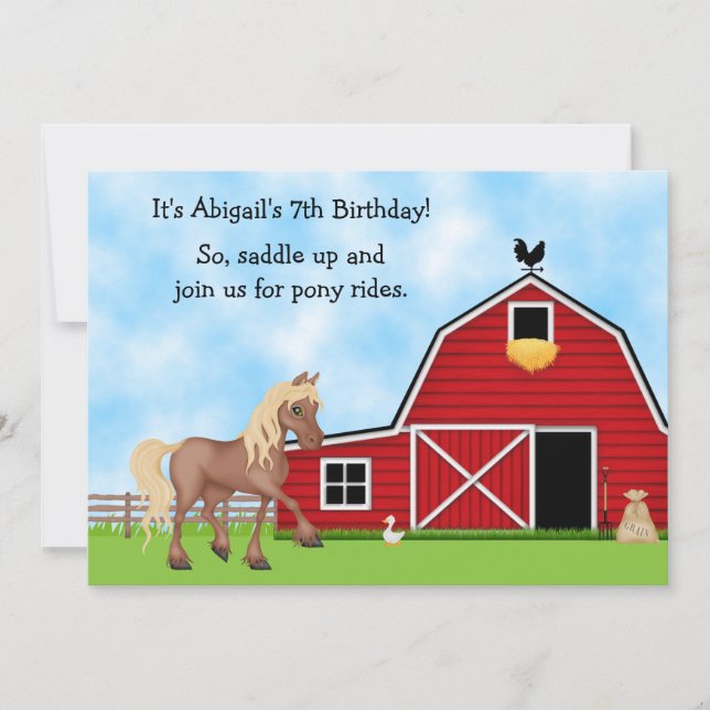 Pony Rides Horseback Riding Birthday Invitation (Front)