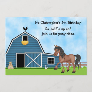 Pony Rides Horseback Riding Boys Birthday Invite
