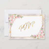 Pony rose Floral Or Script & Frame RSVP