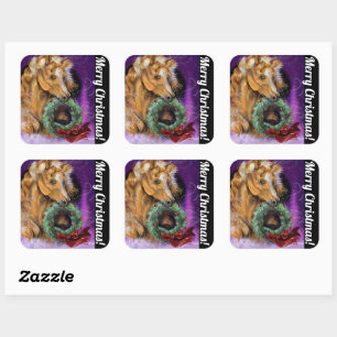 Pony with Christmas Wreath Square Sticker