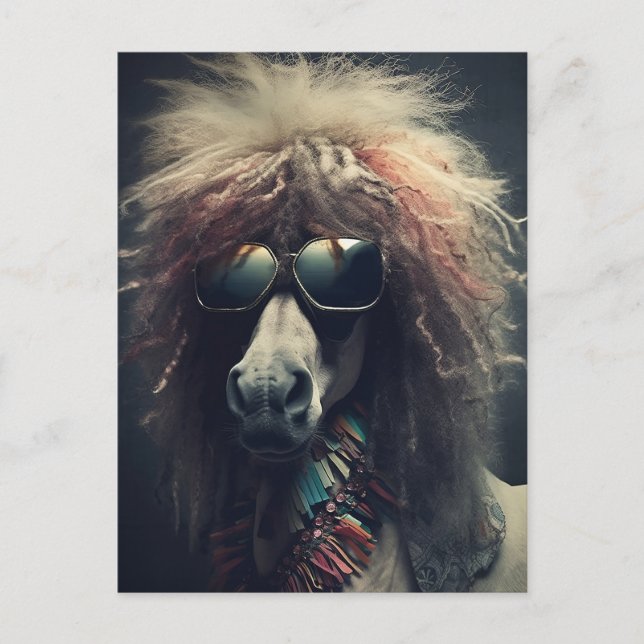 Pony With Clown Hair and Sunglasses Postcard (Front)