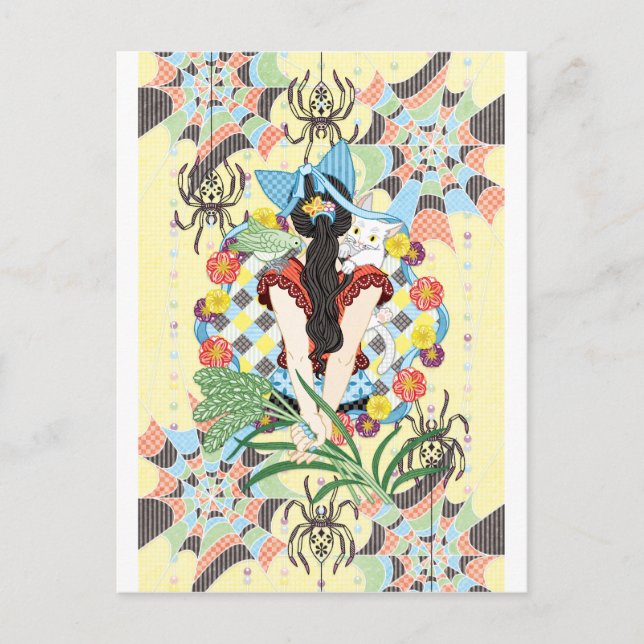 Ponytail and cat ears postcard (Front)