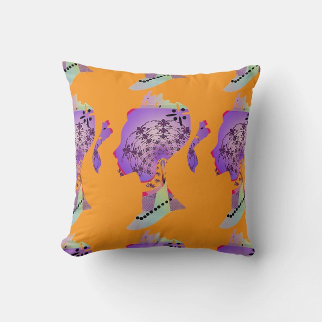 Ponytail Princess Orange  Throw Pillow (Front)