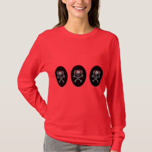 Ponytail Skull Decal w/ Red Bows T-Shirt