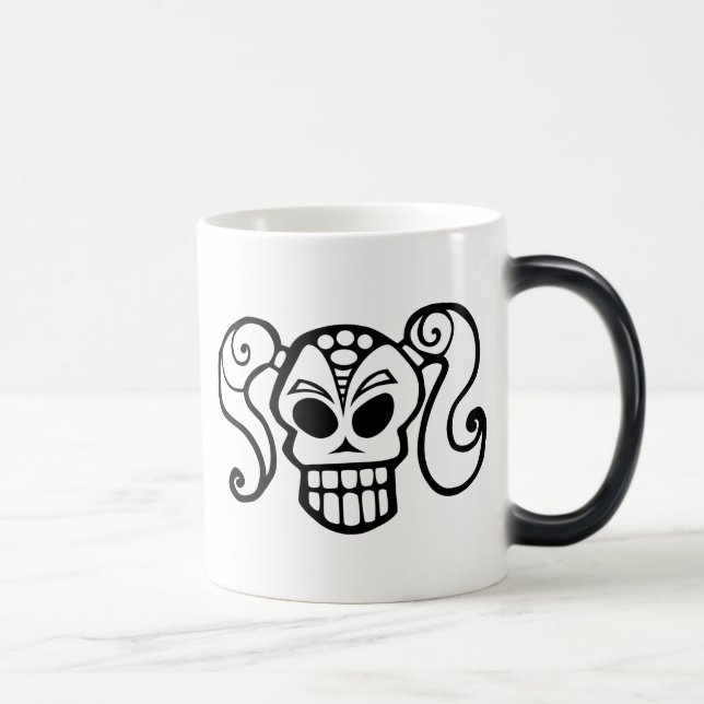 Ponytail Skull Girl Morphing Mug (Right)