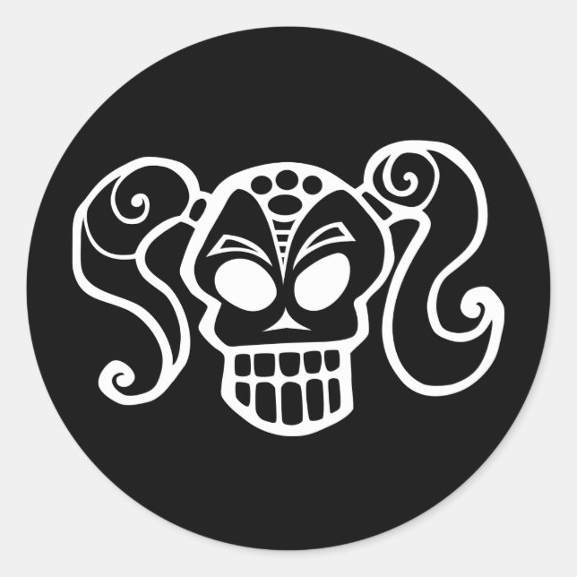 Ponytail skull goth girl stickers (Front)
