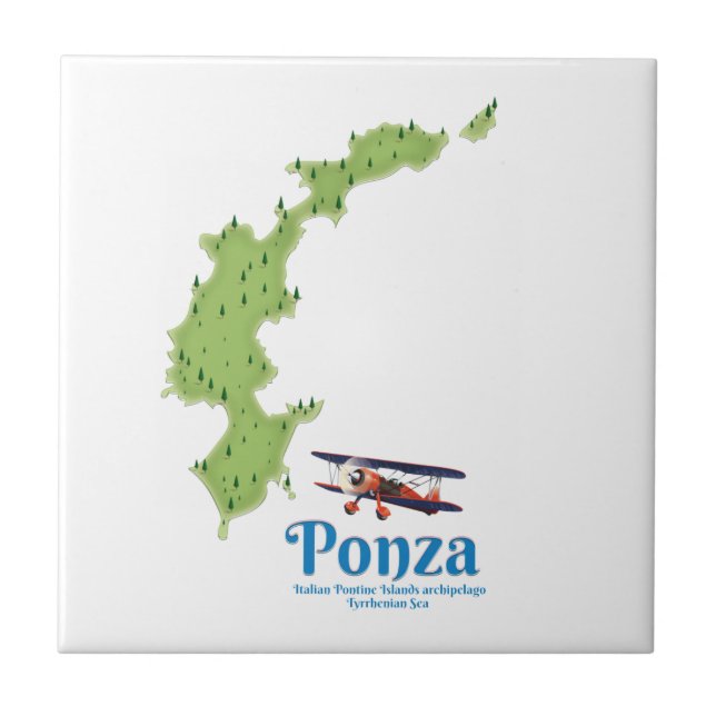 Ponza Italian island map. Tile (Front)