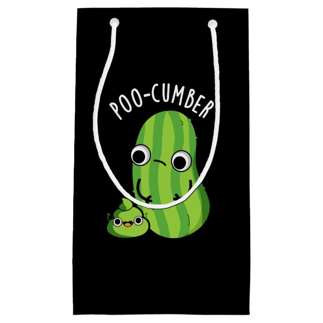 Poo-cumber Funny Cucumber Pun Dark BG Small Gift Bag (Front)