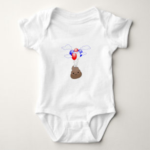 Poo Emoji Flying With Balloons Baby Bodysuit