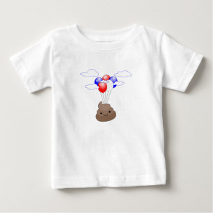 Poo Emoji Flying With Balloons Baby T-Shirt