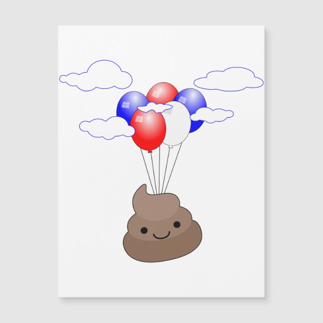 Poo Emoji Flying With Balloons Postcard (Front)