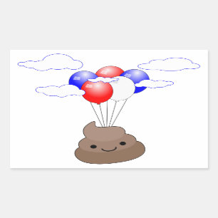 Poo Emoji Flying With Balloons Sticker