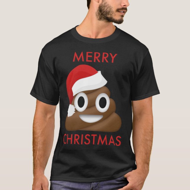 Poo Emoji Merry Christmas Essential T-Shirt (Front)