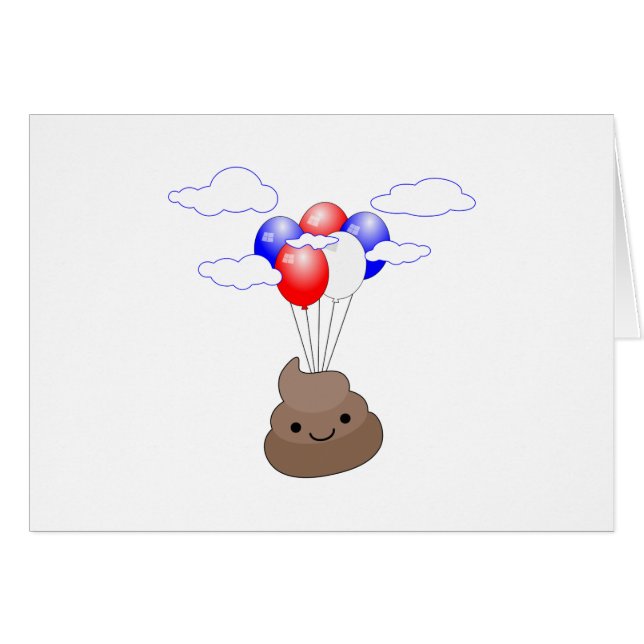 Poo Emoji Voler Avec Ballons (Devant horizontal)