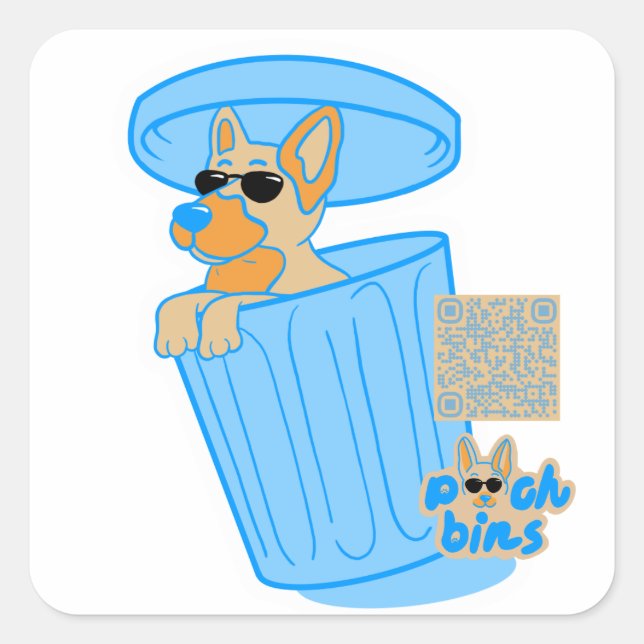 Pooch Bins German Shepherd Square Sticker (Front)