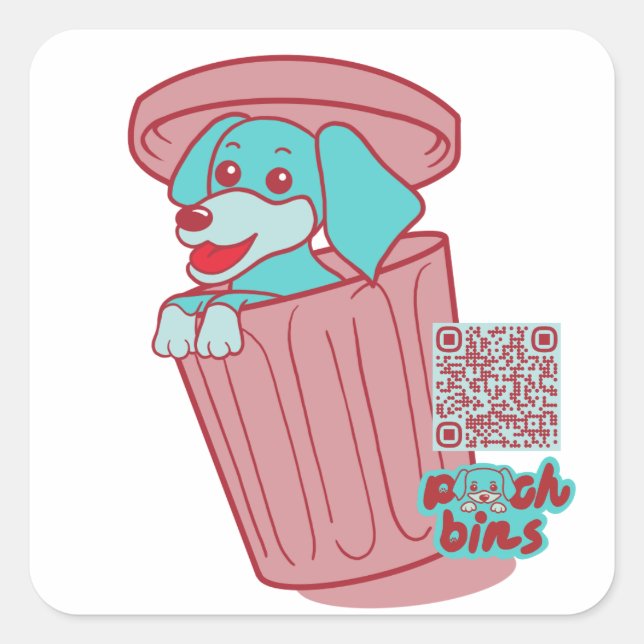 Pooch Bins Weiner Dog Square Sticker (Front)