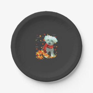 Poochon Fall Scarf - Dogs Autumn Leaves Paper Plate