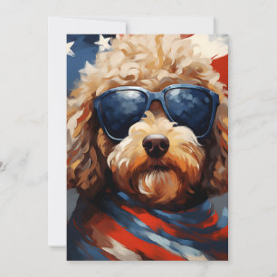 Poodle 4th of July Independence day Holiday Card