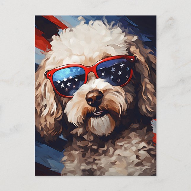 Poodle 4th of July Independence day Postcard (Front)
