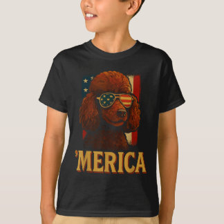 Poodle 4th Of July _ Patriotic Merica Dog Independ T-Shirt