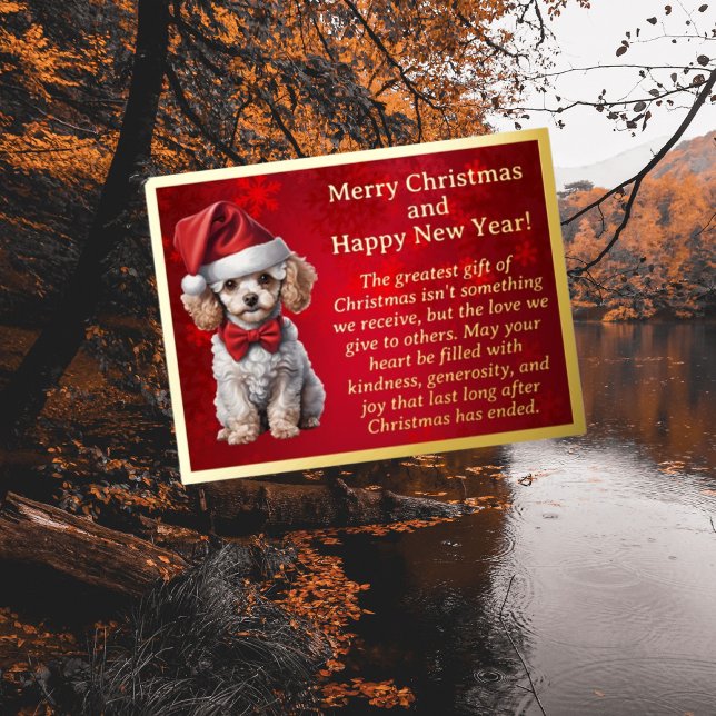 Poodle adorable dans Santa Hat carte postale (Créateur téléchargé)