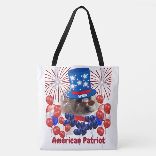 Poodle American Patriot Tote Bag (Front)