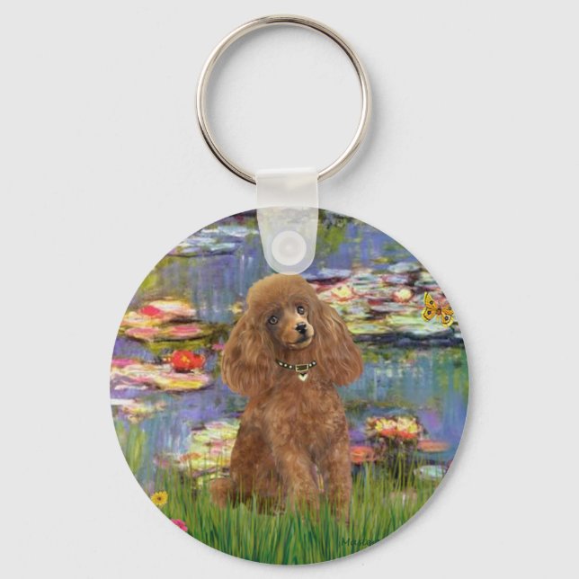 Poodle (Apricot 10) - Lilies 2 Keychain (Front)