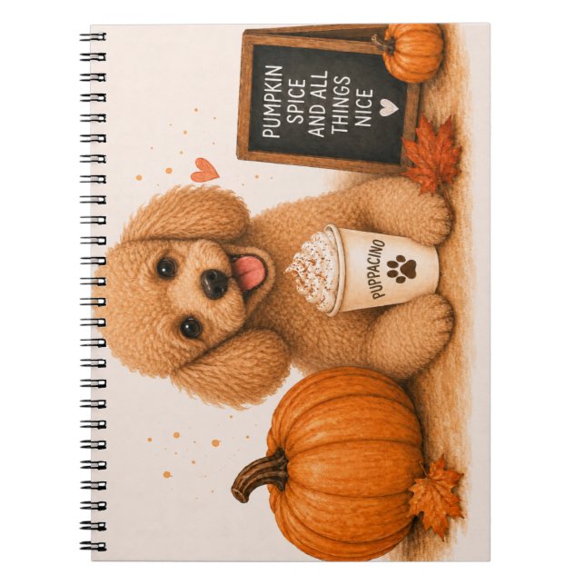 Poodle Autumn Café Notebook (Front)