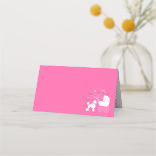 Poodle Baby Shower Pink Place Card