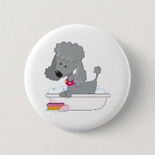 Poodle Bath 2 Inch Round Button