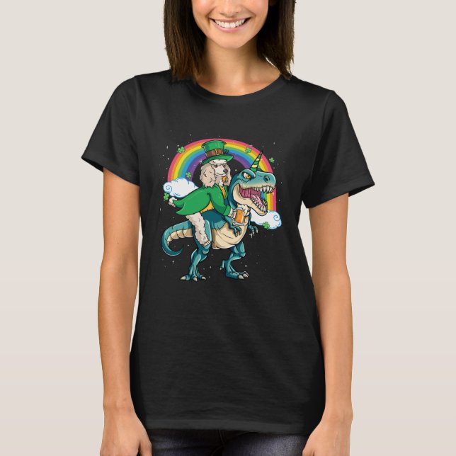 Poodle Beer Dino Rex Horn Rainbow Dog T-Shirt (Front)
