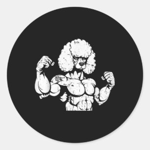 Poodle Biceps Tattoo - Dog Breed Pet I Love Mom Classic Round Sticker