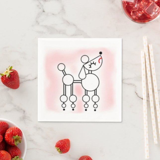 Poodle Birthday Party, Pink Party Paper Napkins (Insitu)