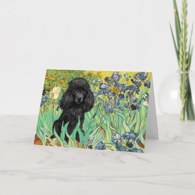 Poodle (black 1) - Irises Card (Front)
