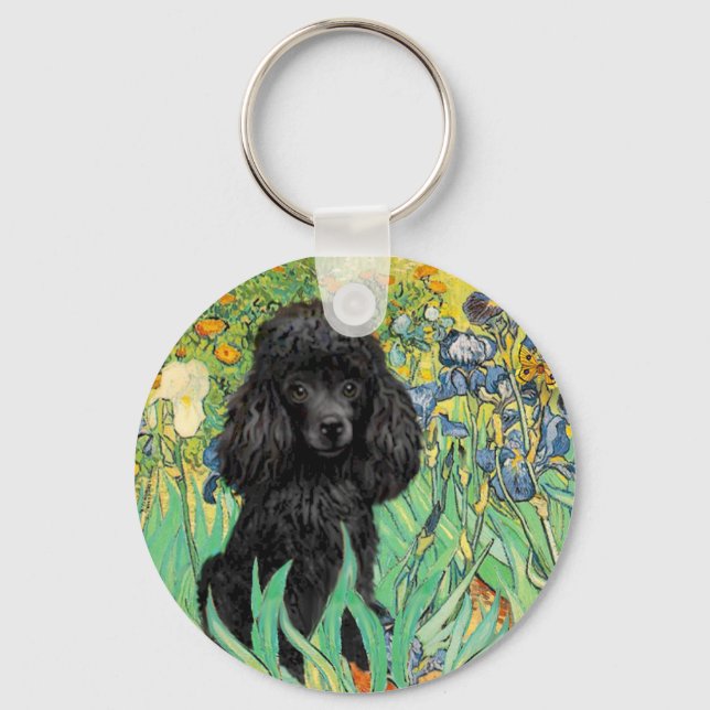 Poodle (black 1) - Irises Keychain (Front)