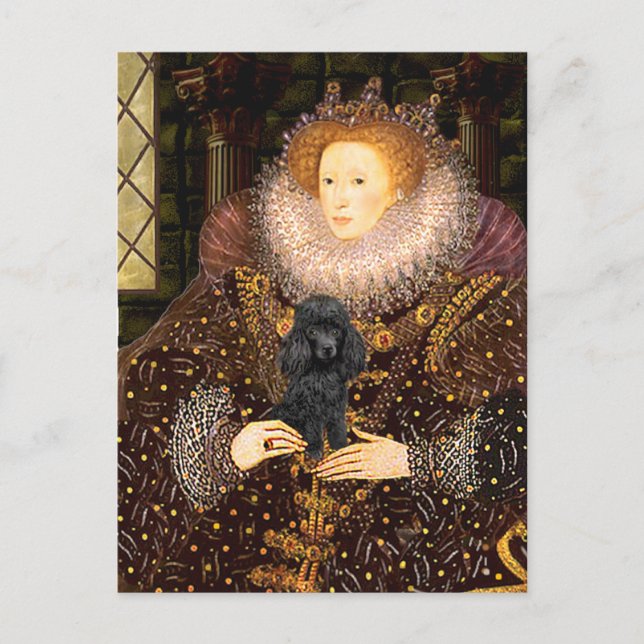 Poodle (black 1) - Queen Postcard (Front)