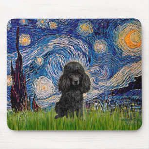 Poodle (black 1) - Starry Night Mouse Pad