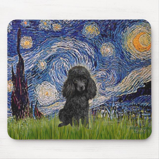 Poodle (black 1) - Starry Night Mouse Pad (Front)