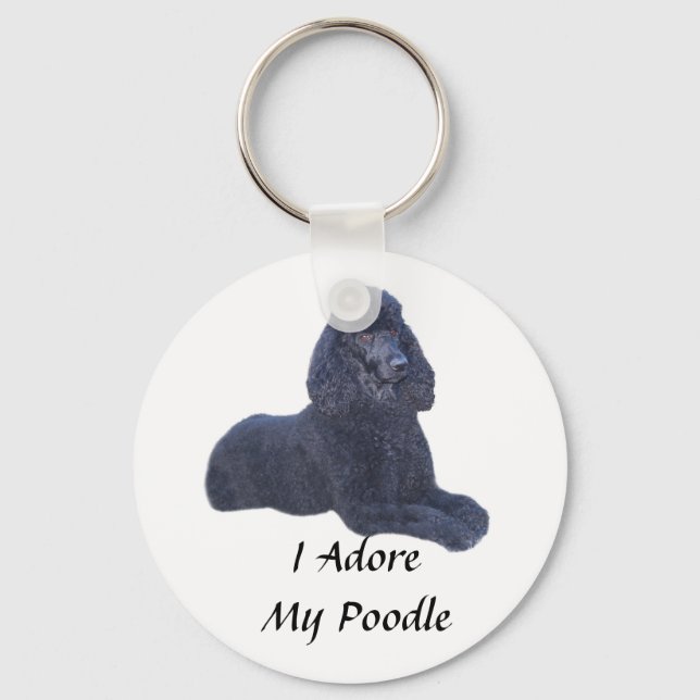 Poodle Black Keychain I Adore (Front)