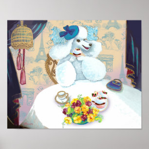 Poodle blanc Cupcake Tea Party Poster Imprimer