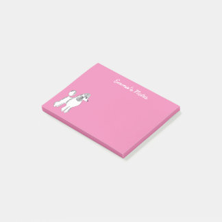 Poodle blanc Notes Post-it® personnalisées 4 po x 
