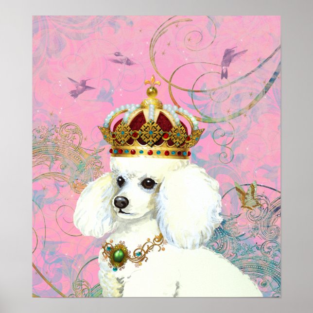 Poodle blanc Princess Hummingbird Affiche (Devant)