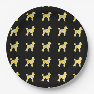 POODLE BLING PAPER PLATE