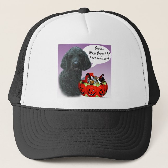 Poodle (blk) Halloween Candy Trucker Hat (Front)