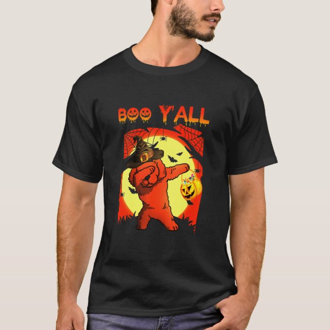 Poodle Boo Yall Ghost Halloween Dog T-Shirt (Front)