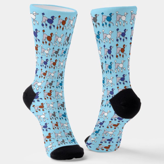 Poodle Bull Terrier Doggy Dog Rainbow Mixed Breed Socks (Angled)