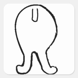 poodle butt white square sticker